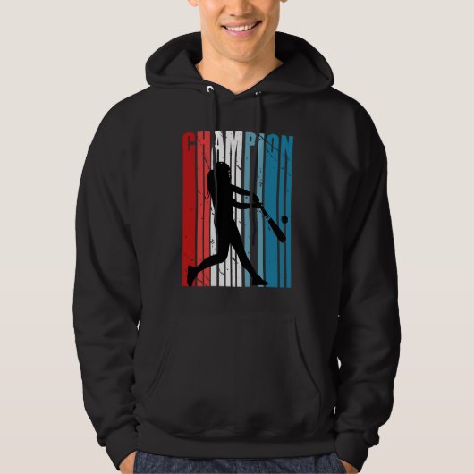 Retro Champion Of Baseball Silhouette Colorful Tea Hoodie (Voorkant)