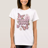Retro change is Good Floral Daisy Butterfly T-shirt (Voorkant)