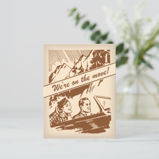 Retro Change of Address Briefkaart (Staand voorkant)
