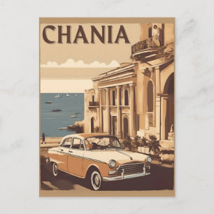 Retro Chania Stad Souvenirs crete griekenland reis Briefkaart