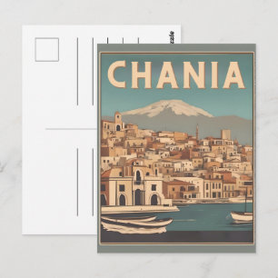 Retro Chania Stad Souvenirs crete griekenland reis Briefkaart