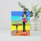 Retro Chanoeka en een Martini Feestdagenkaart (Staand voorkant)