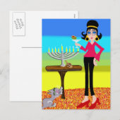 Retro Chanoeka en een Martini Feestdagenkaart (Voorkant / Achterkant)