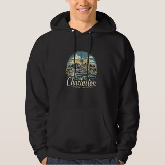 Retro Charleston South Carolina Sunset Skyline Vin Hoodie