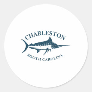 Retro Charleston South Carolina Vintage Vissen Bo Ronde Sticker