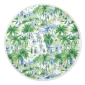 Retro Charleston Zomer Patroon | Monogram Keramische Knop (Voorkant)