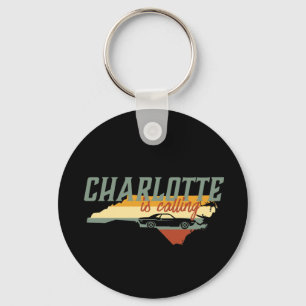 Retro Charlotte North Carolina US City Map Sleutelhanger