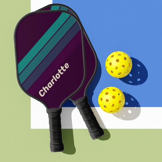 Retro Charlotte Rainbow met naam Pickleball Paddle