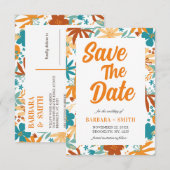 Retro Charm Abstract Bright Bold Wildflower Save The Date (Voorkant / Achterkant)