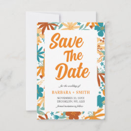 Retro Charm Abstract Bright Bold Wildflower Save The Date