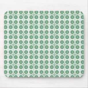 Retro Charm Circles Mousepad, donkergroen Muismat