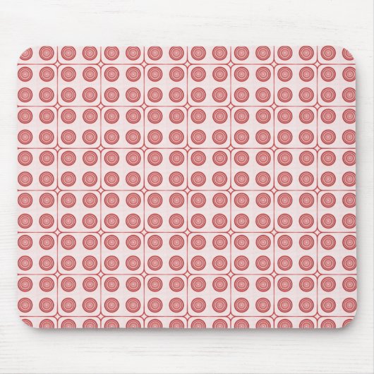 Retro Charm Circles Mousepad, Red Muismat (Voorkant)