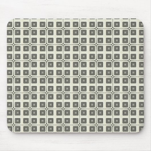 Retro Charm Squares Mousepad, zwart Muismat (Voorkant)