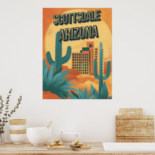 Retro Charm van Scottsdale -  Arizona Poster (Keuken)