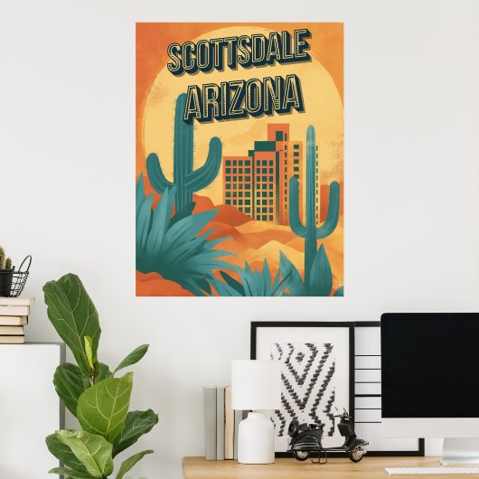 Retro Charm van Scottsdale -  Arizona Poster (Thuiskantoor)