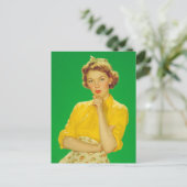 Retro Charme Zelfverzekerde Vrouw Briefkaart (Staand voorkant)