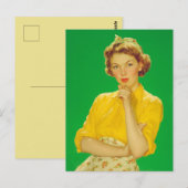 Retro Charme Zelfverzekerde Vrouw Briefkaart (Voorkant / Achterkant)