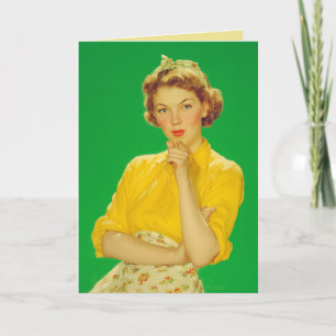 Retro Charme Zelfverzekerde Vrouw Kaart