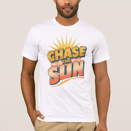 Retro "Chase the Sun" Summer Quote T-shirt (Voorkant)