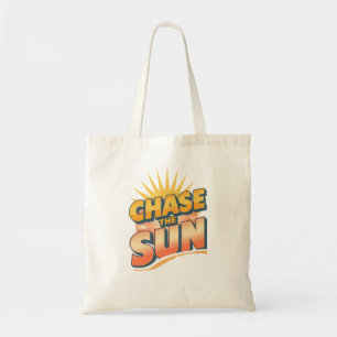 Retro "Chase the Sun" Zomer Citaten Tote Bag