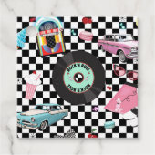 Retro Checker 50's Fifties Thema Verjaardagsfeest Bedankjes Labels (Voorkant)