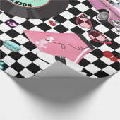 Retro Checker 50's Fifties Thema Verjaardagsfeest Cadeaupapier (Hoek)