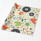 Retro Checker 50's Fifties Thema Verjaardagsfeest Cadeaupapier (Uitgerold)