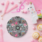 Retro Checker 50's Fifties Thema Verjaardagsfeest Papieren Bordje (Feest)