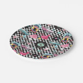 Retro Checker 50's Fifties Thema Verjaardagsfeest Papieren Bordje (Gekanteld)