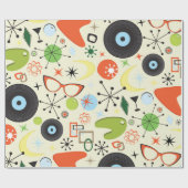 Retro Checker 50's Jaren Vijftig Thema Verjaardags Cadeaupapier (Vlak)