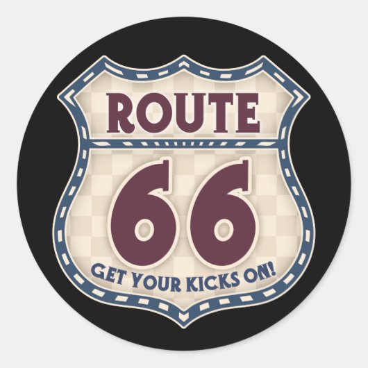 Retro Checker 66 Ronde Sticker (Voorkant)