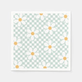 Retro Checker Daisy mint verjaardag Servet (Voorkant)
