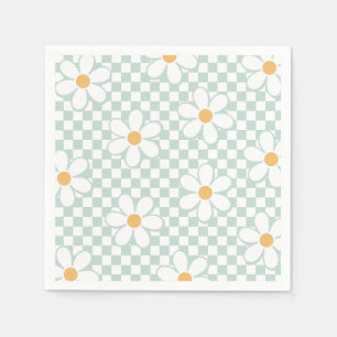 Retro Checker Daisy mint verjaardag Servet