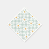 Retro Checker Daisy mint verjaardag Servet (Hoek)