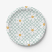 Retro Checker Daisy mint verjaardagspapier Borden Papieren Bordje (Voorkant)