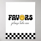 Retro Checker Gelukkig Gezicht Verjaardag Favoriet Poster (Voorkant)