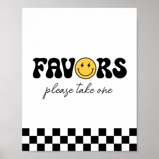 Retro Checker Gelukkig Gezicht Verjaardag Favoriet Poster (Voorkant)