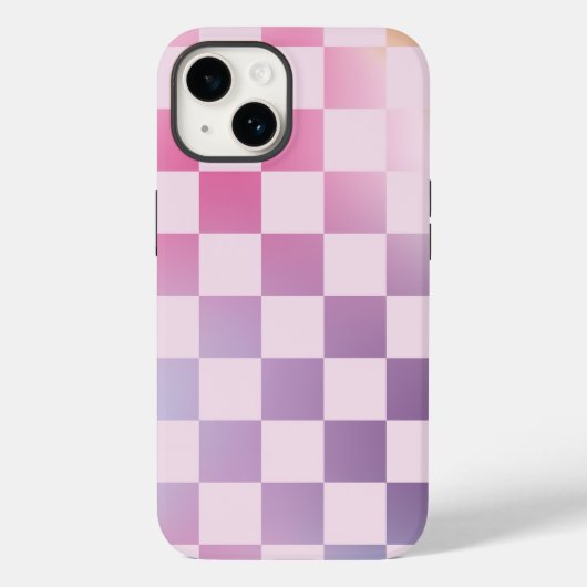 Retro Checker Geruite verloop Paarse patroon Case-Mate iPhone Case (Achterkant)