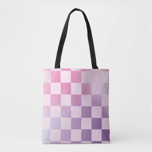 Retro Checker Geruite verloop Paarse patroon Tote Bag (Voorkant)