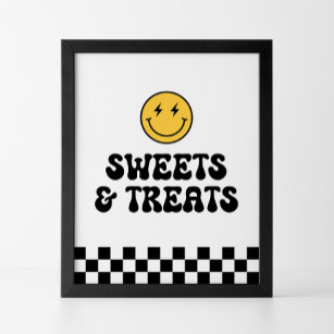 Retro Checker Happy Face Sweets en Treats Poster