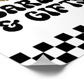Retro Checker Happy Face verjaardagskaarten en ges Poster (Hoek)