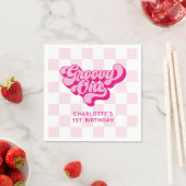Retro Checker Heet Roze Groovy One Servet (Insitu)