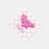 Retro Checker Heet Roze Groovy One Servet (Hoek)