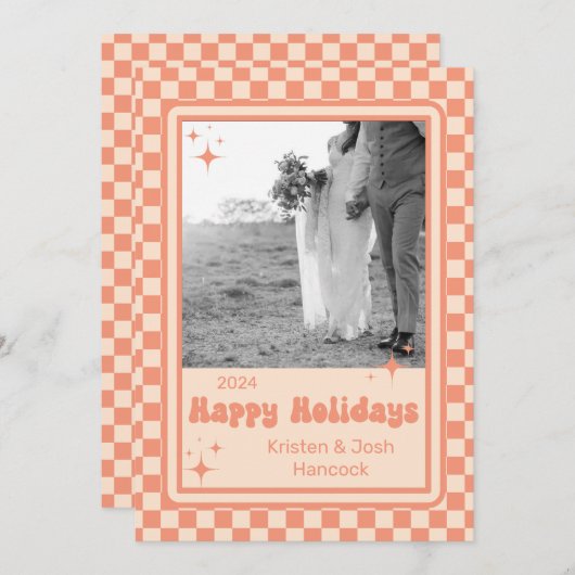 Retro Checker Holiday Kaart (Voorkant / Achterkant)