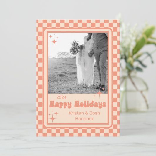 Retro Checker Holiday Kaart (Staand voorkant)