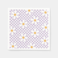 Retro Checker Lila Daisy Verjaardag