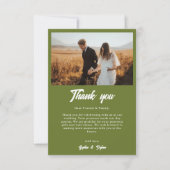 Retro Checker Olive green Minimalist Wedding Bedankkaart (Voorkant)