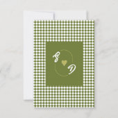 Retro Checker Olive green Minimalist Wedding Bedankkaart (Achterkant)