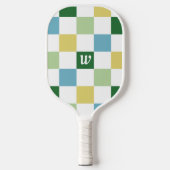 Retro Checker Patroon Monogram Pickleball Paddle (Voorkant)