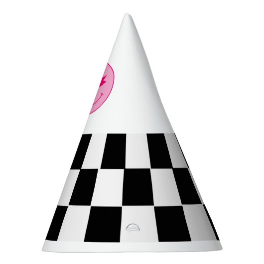 Retro Checker Twee Cool Smile Verjaardag Feesthoedjes (Rechts)